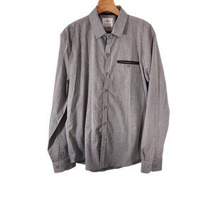 Craft + Flow Shirt Button Down Long Sleeve Gray Flip Cuffs Mens Large EUC